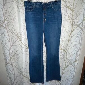 Old Navy Extra Hig Rise Button Front Flare Jeans SZ 18 Tall